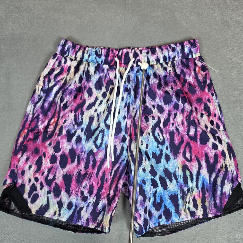 Original Fables Men's Swim Trunks Size Small Purple Blue Pink Leopard Print Shor